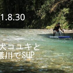 2021.8.30看板犬コユキと武儀川でSUP